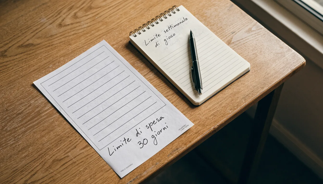 Un foglio di concessione in carta con un timbro rosso, appoggiato su una scrivania di legno accanto a una penna