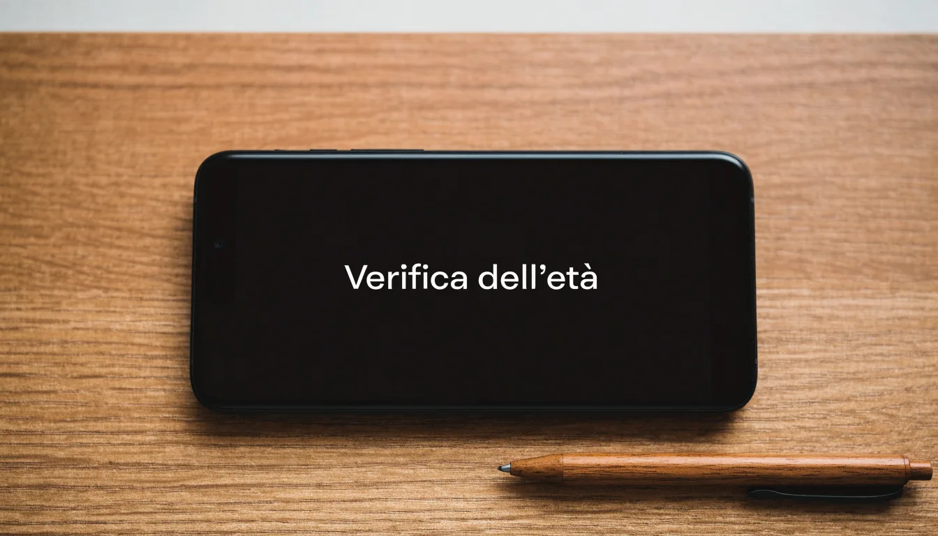 Un foglio di concessione in carta con un timbro rosso, appoggiato su una scrivania di legno accanto a una penna