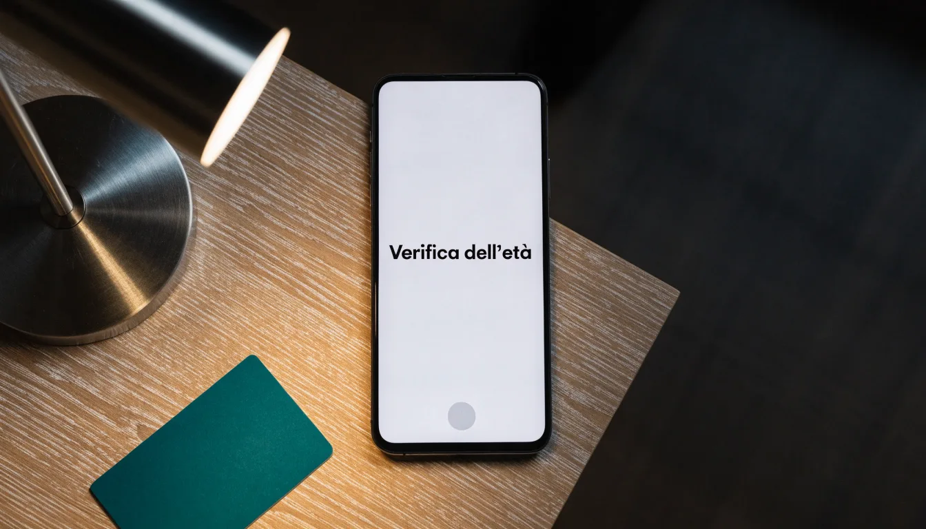 Un foglio di concessione in carta con un timbro rosso, appoggiato su una scrivania di legno accanto a una penna