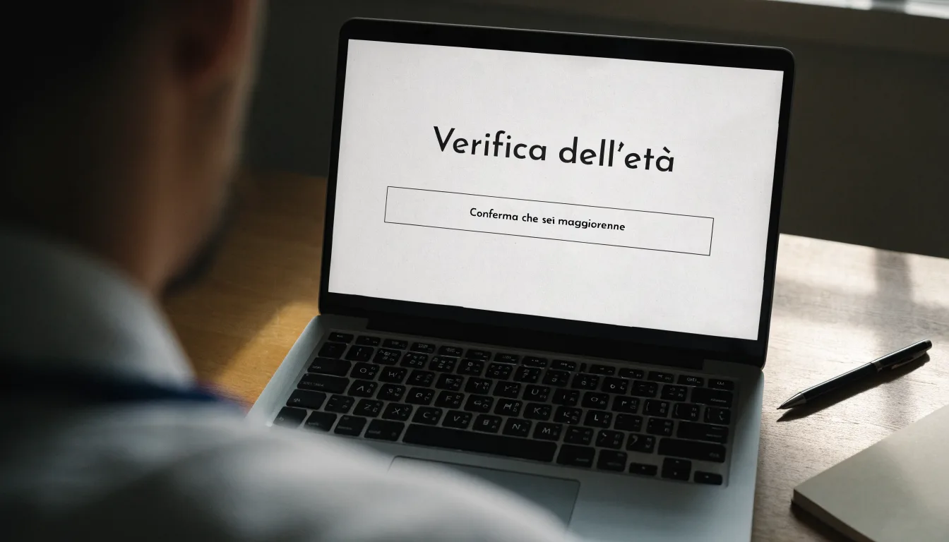 Un foglio di concessione in carta con un timbro rosso, appoggiato su una scrivania di legno accanto a una penna