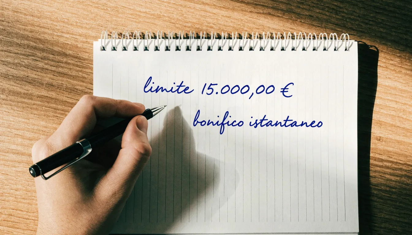 Un foglio di concessione in carta con un timbro rosso, appoggiato su una scrivania di legno accanto a una penna