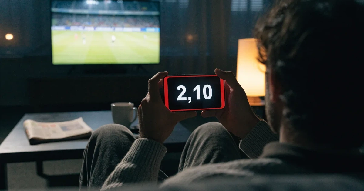 Un tabellone elettronico di uno stadio con il risultato a metà del secondo tempo, visto dalle tribune
