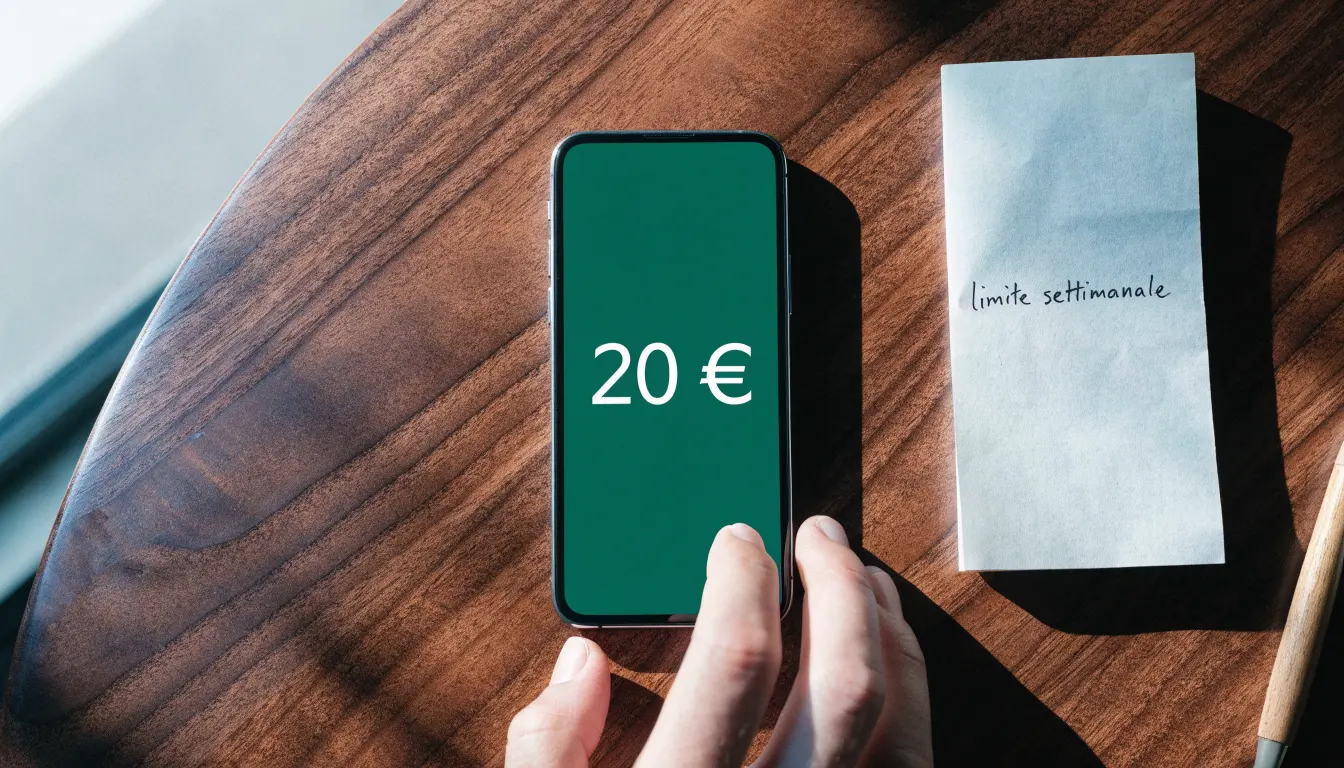Un foglio di concessione in carta con un timbro rosso, appoggiato su una scrivania di legno accanto a una penna