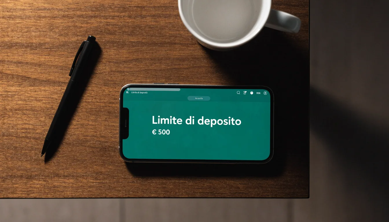 Un foglio di concessione in carta con un timbro rosso, appoggiato su una scrivania di legno accanto a una penna