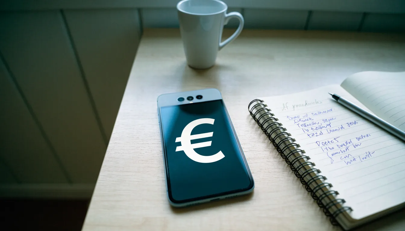 Un documento di identità appoggiato accanto a uno smartphone con un timer sullo schermo, su un tavolo da cucina